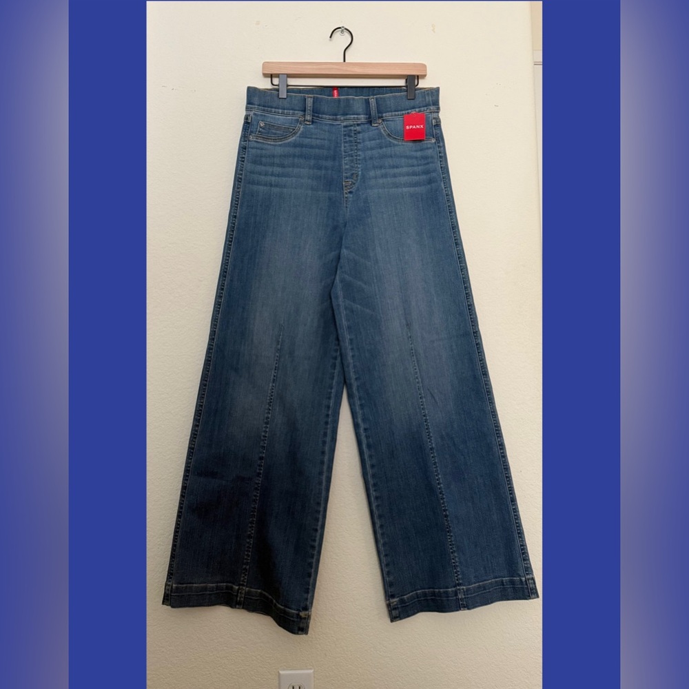 👖 spanx seamed wide leg vintage indigo jeans